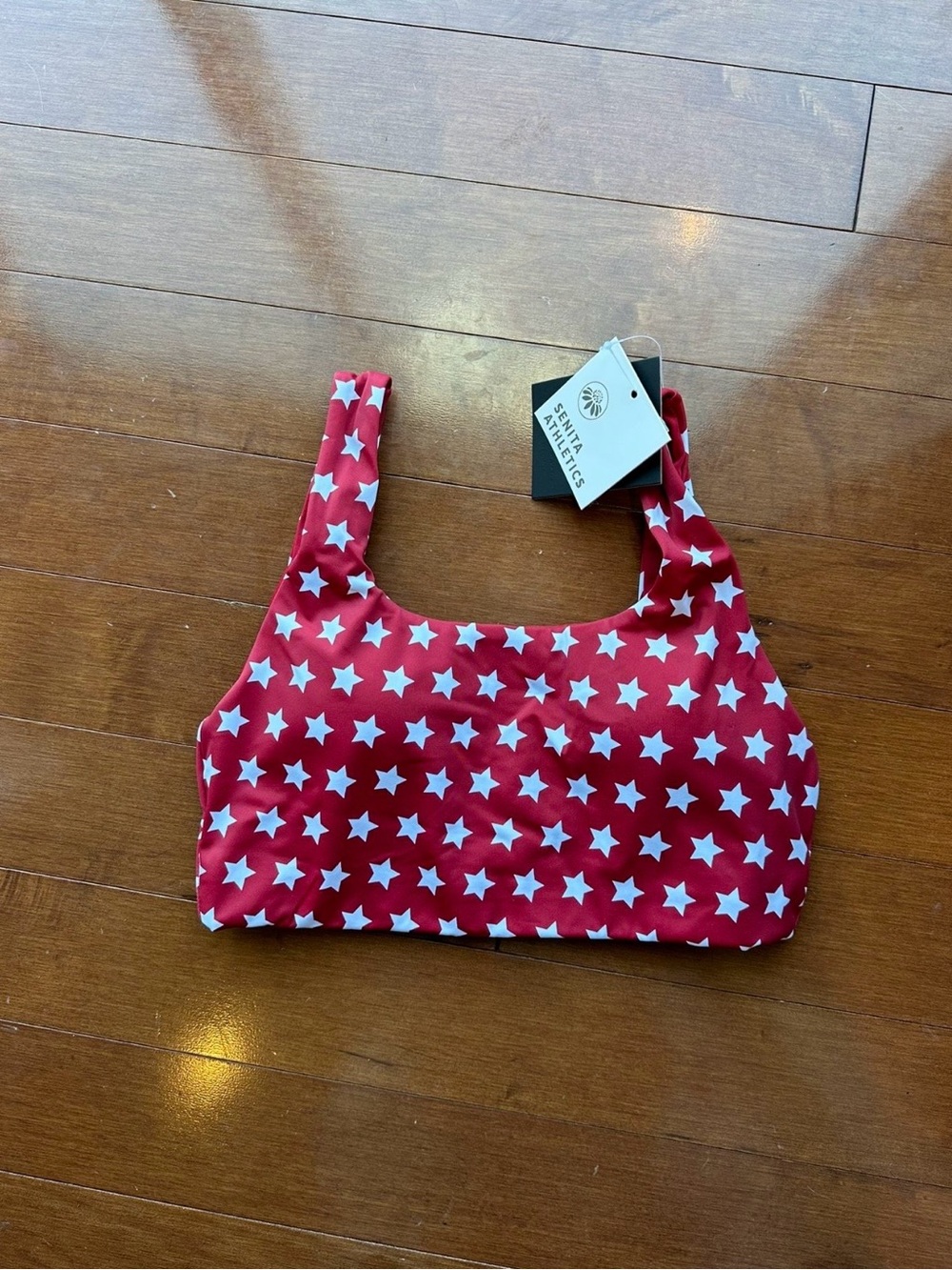 Senita Athletics Red Star Print Bikini Top